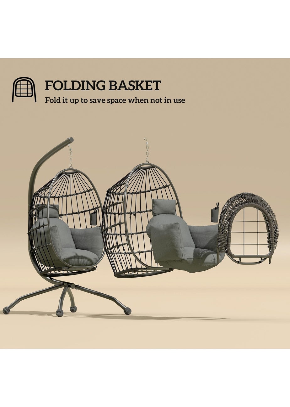 Outsunny Egg Chair Outdoor Indoor Garden Swing Chair Folding Basket