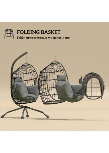 Outsunny Egg Chair Outdoor Indoor Garden Swing Chair Folding Basket