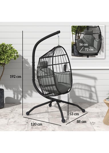Outsunny Egg Chair Outdoor Indoor Garden Swing Chair Folding Basket