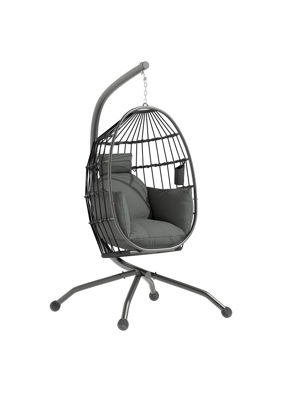 Outsunny Egg Chair Outdoor Indoor Garden Swing Chair Folding Basket