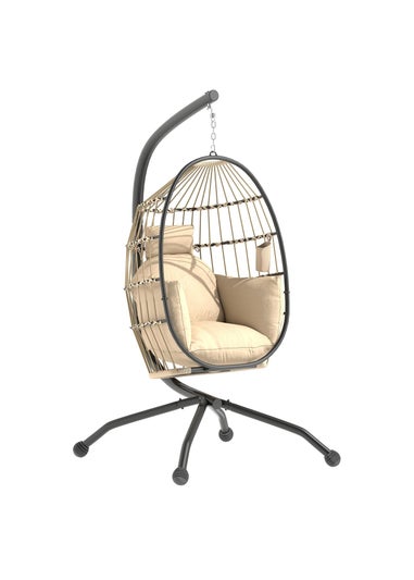 Outsunny Egg Chair Outdoor Indoor Garden Swing Chair Folding Basket