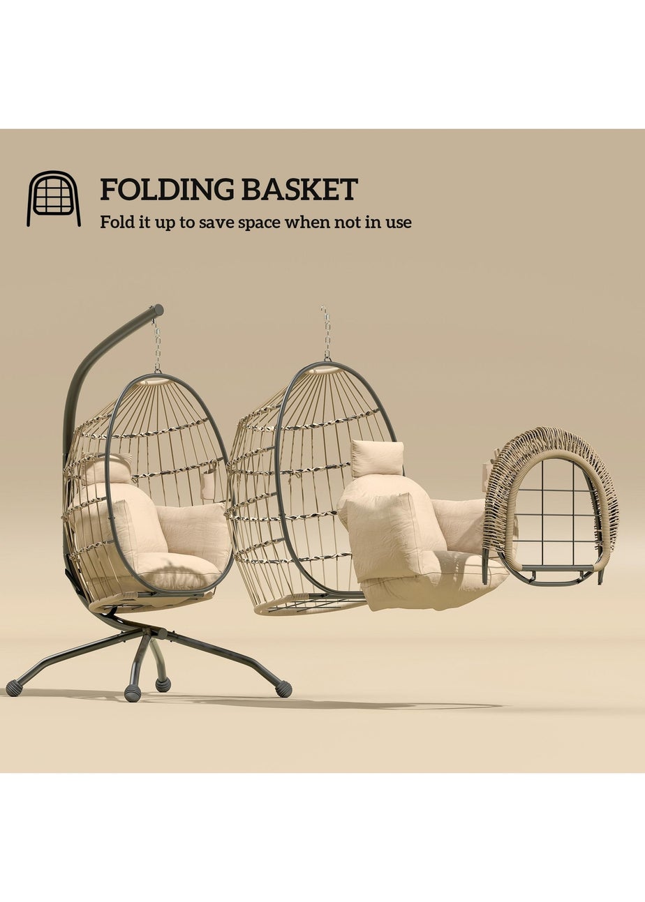 Outsunny Egg Chair Outdoor Indoor Garden Swing Chair Folding Basket