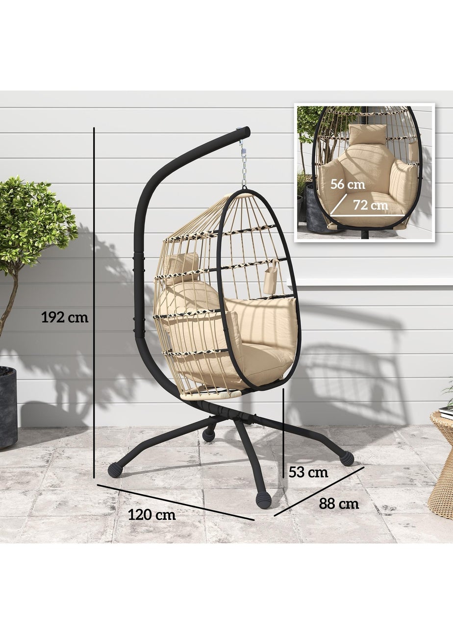 Outsunny Egg Chair Outdoor Indoor Garden Swing Chair Folding Basket