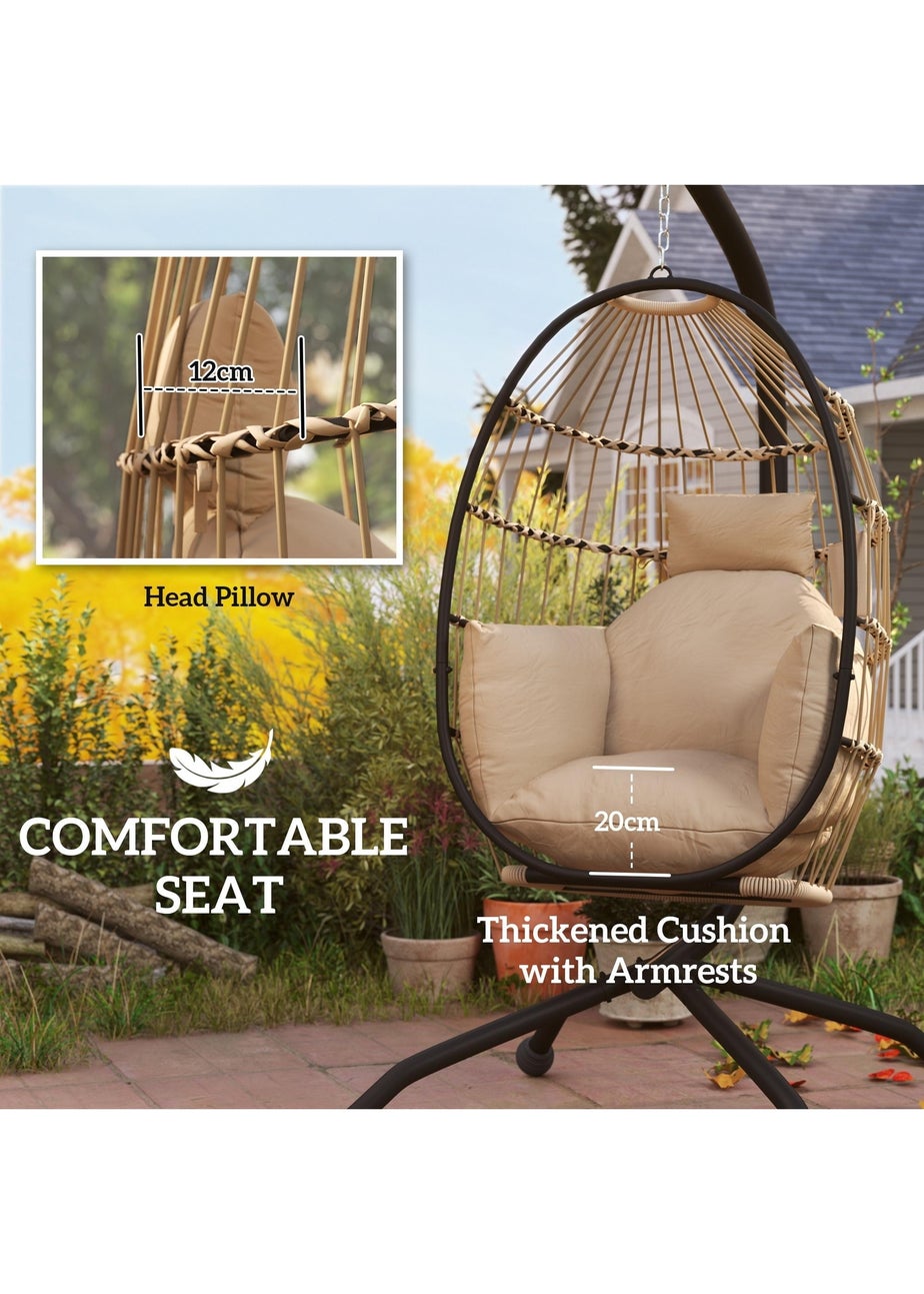 Outsunny Egg Chair Outdoor Indoor Garden Swing Chair Folding Basket