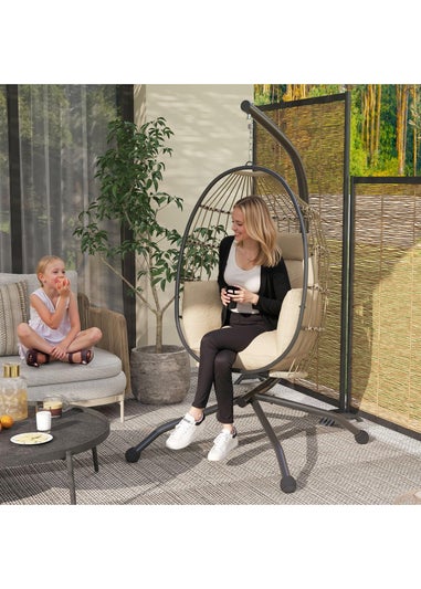 Outsunny Egg Chair Outdoor Indoor Garden Swing Chair Folding Basket