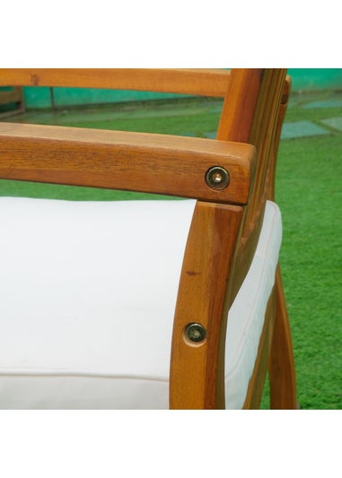 Outsunny Rocking Chair Porch Slat Cushion Acacia Hardwood Deck Indoor Outdoor