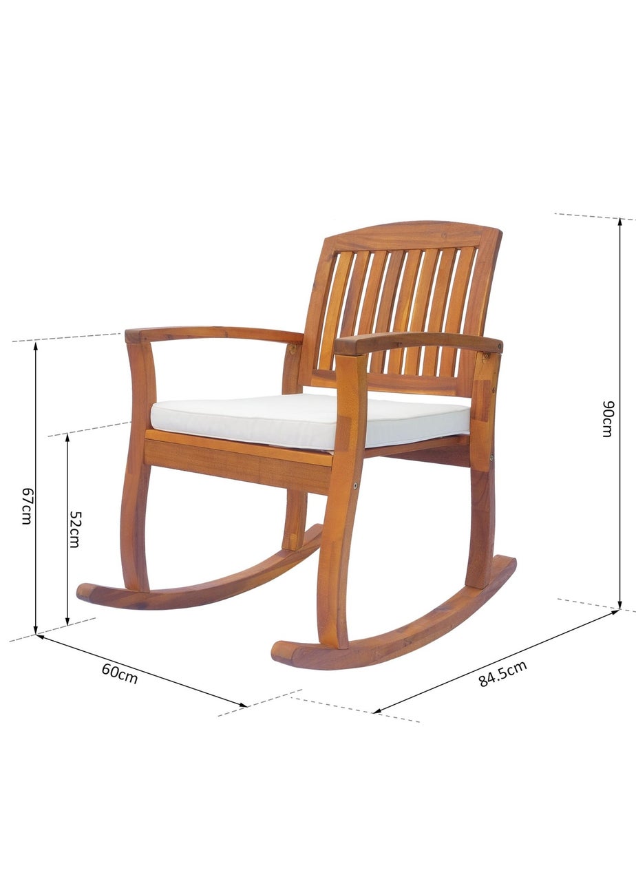 Outsunny Rocking Chair Porch Slat Cushion Acacia Hardwood Deck Indoor Outdoor