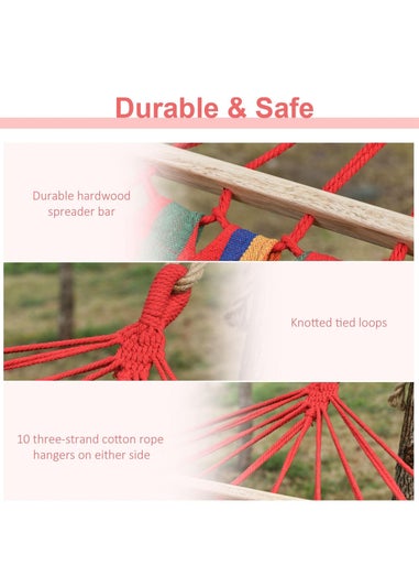 Outsunny Cotton Hammock Soft Portable Swing Chair with Headrest and Side Pocket