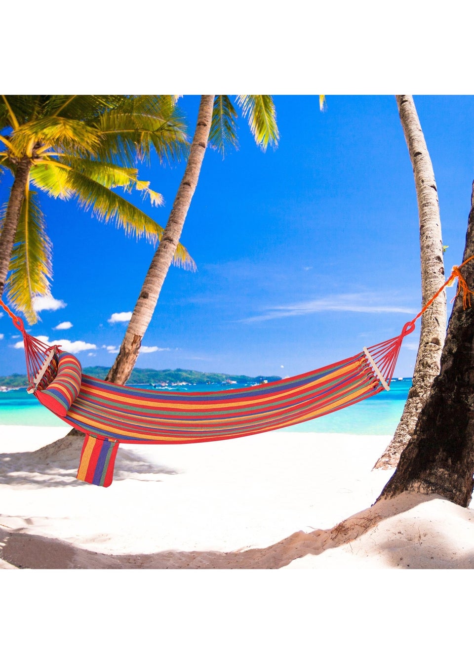 Outsunny Cotton Hammock Soft Portable Swing Chair with Headrest and Side Pocket