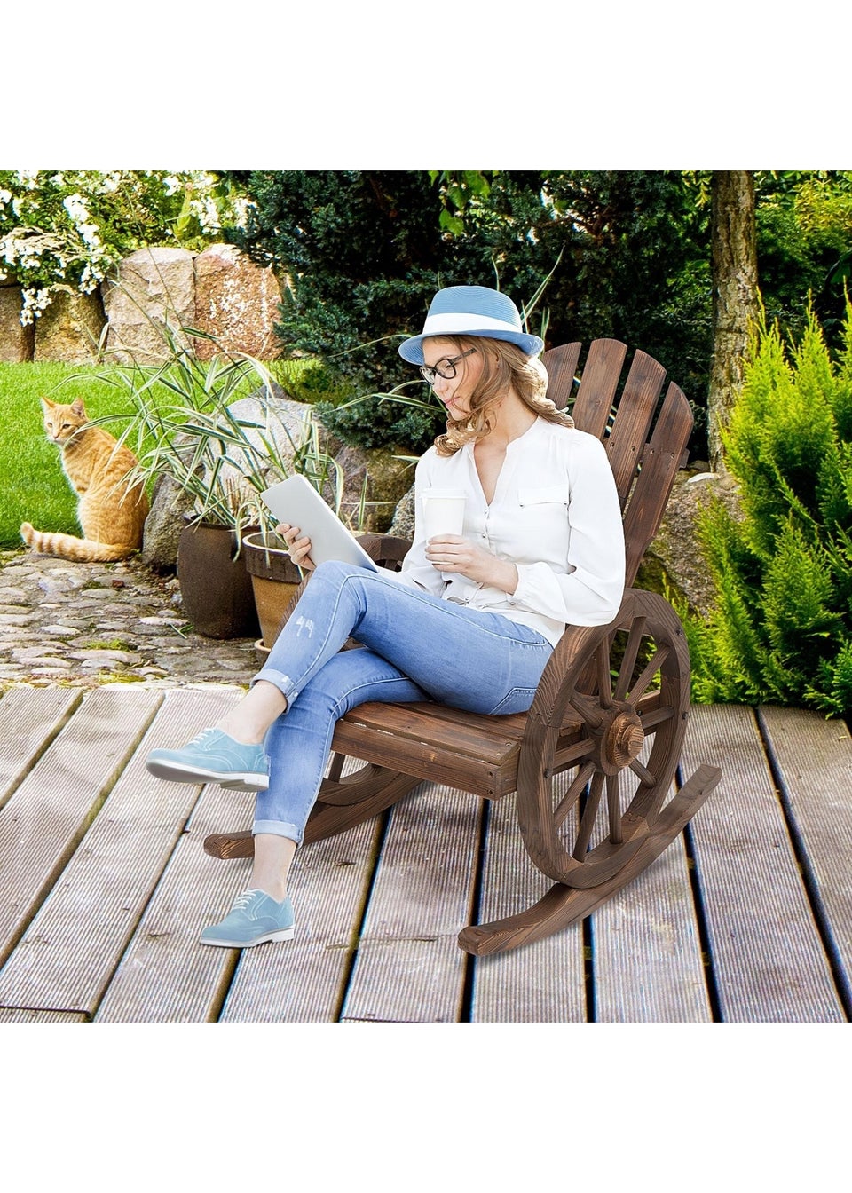 Outsunny Adirondack Rocking Chair Porch Poolside Garden Lounging