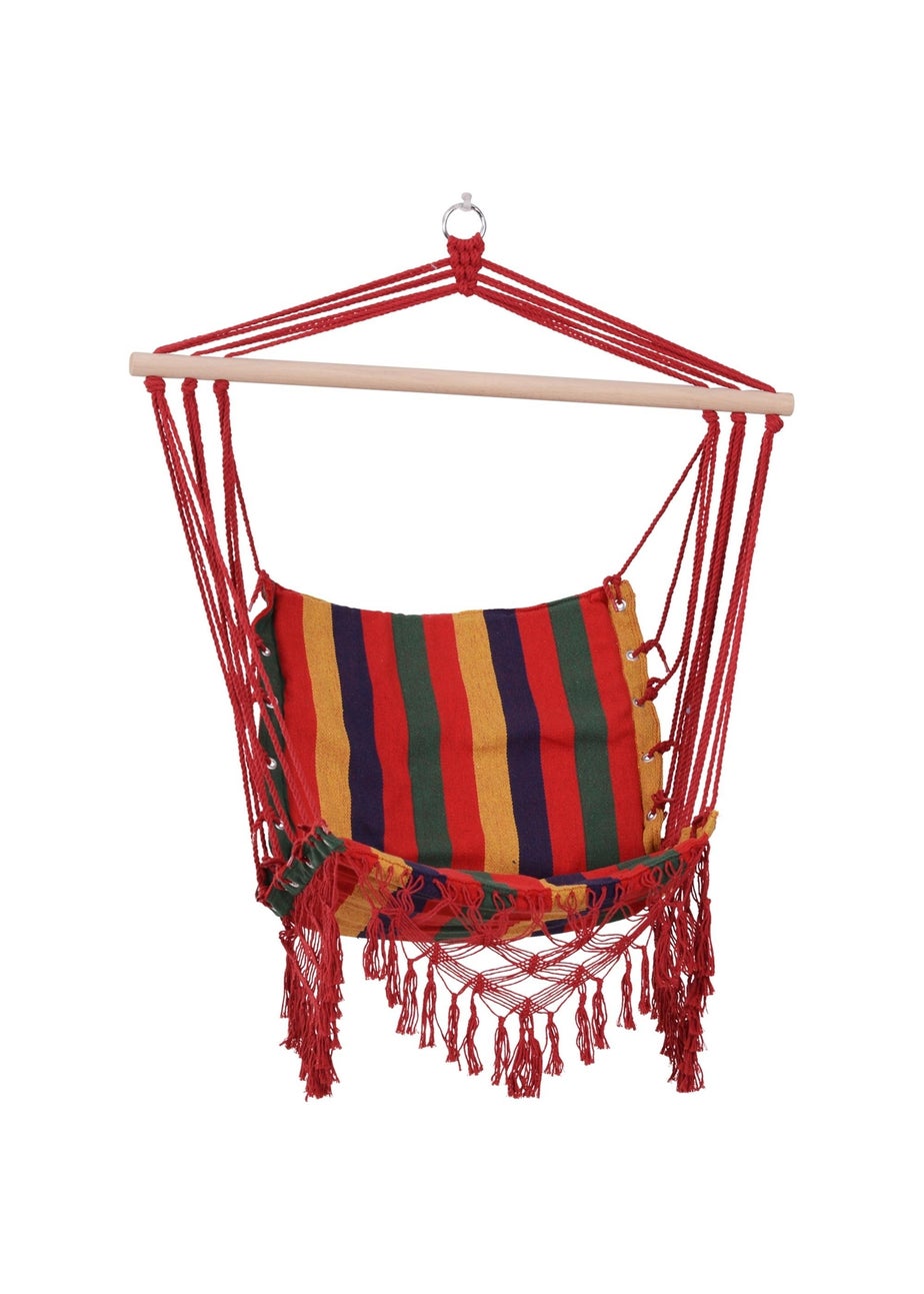 Outsunny Hammock Chair Swing Colourful Striped Seat Porch Indoor Outdoor Hanging