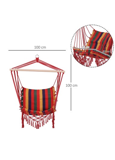 Outsunny Hammock Chair Swing Colourful Striped Seat Porch Indoor Outdoor Hanging