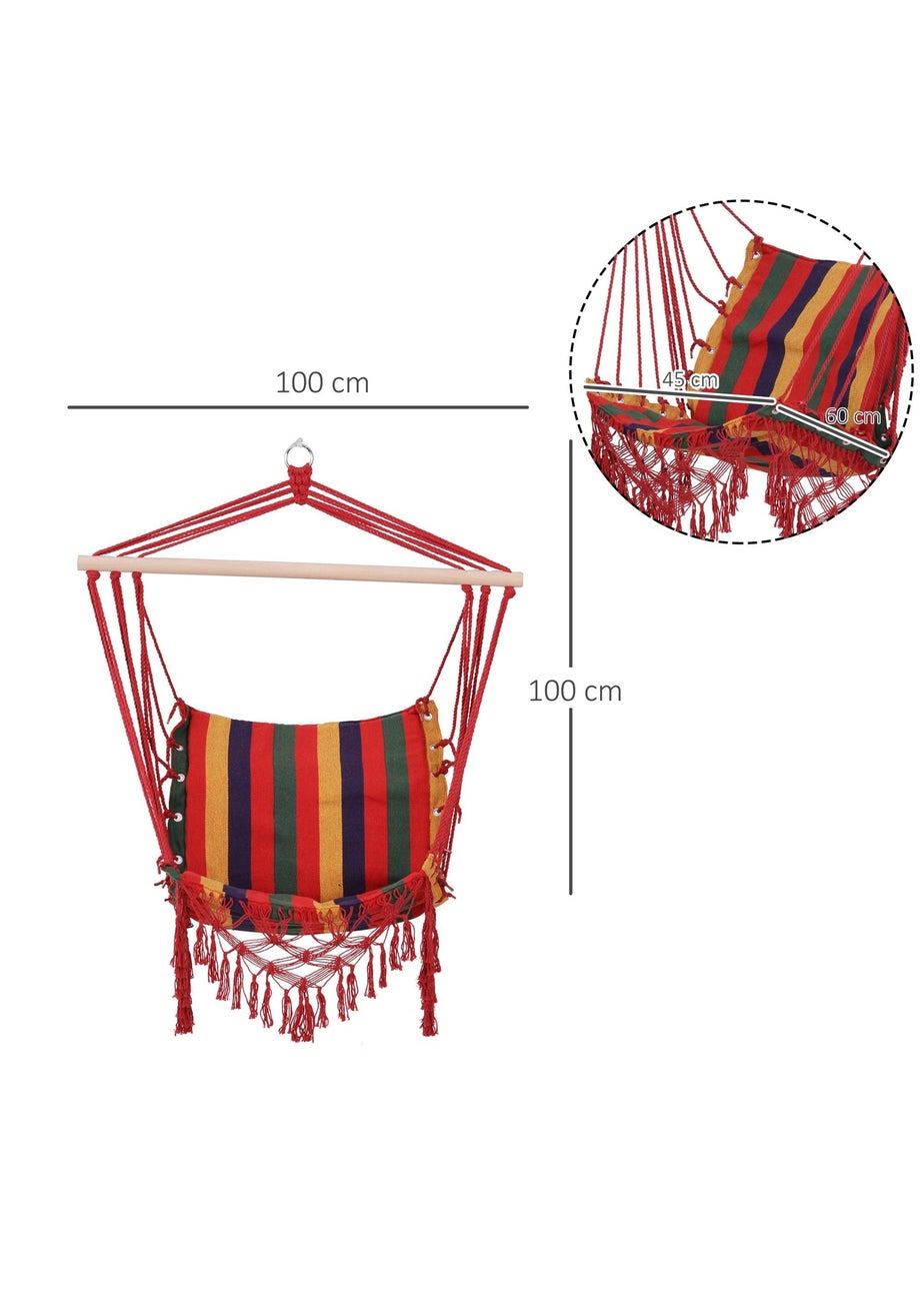 Outsunny Hammock Chair Swing Colourful Striped Seat Porch Indoor Outdoor Hanging