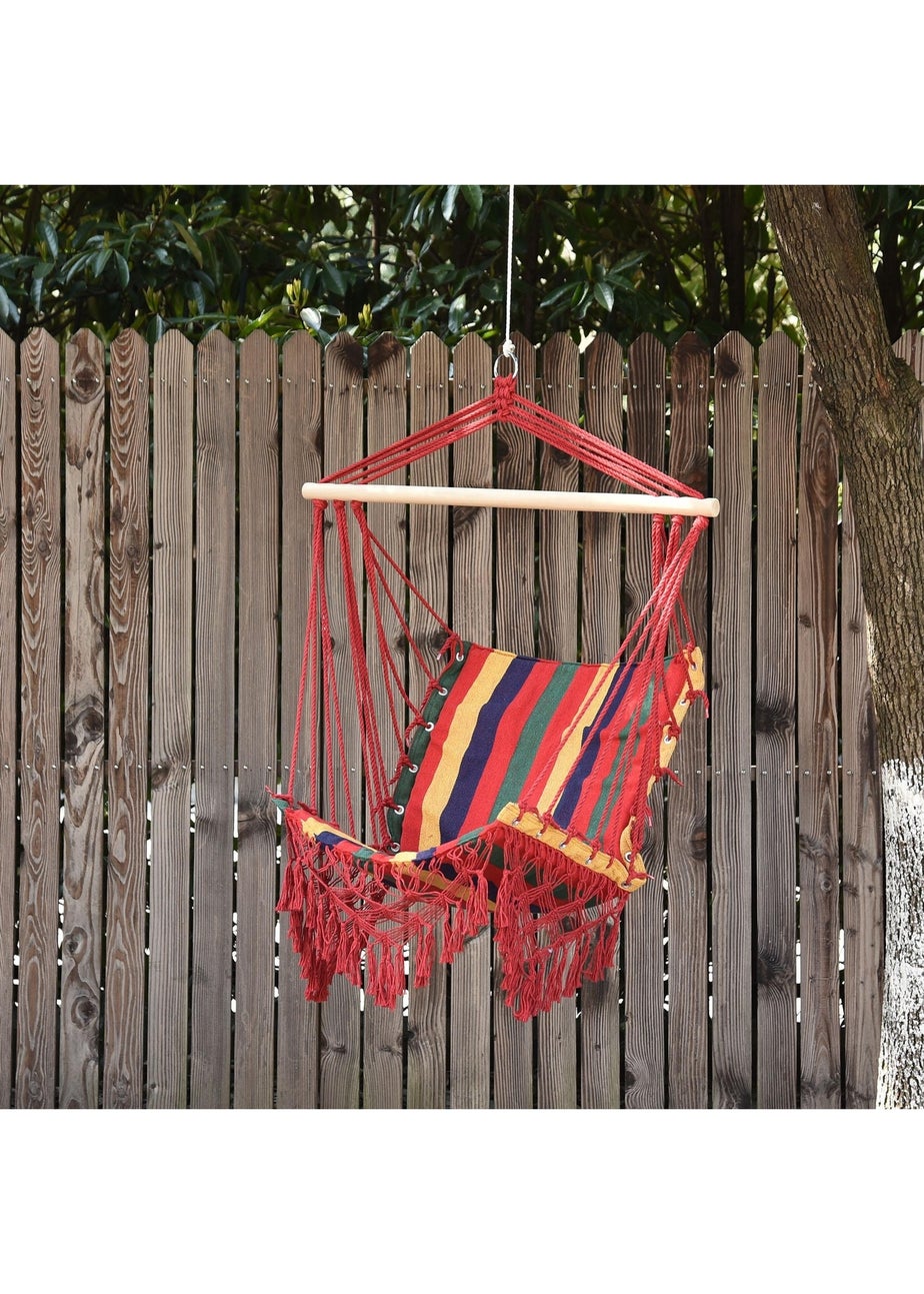 Outsunny Hammock Chair Swing Colourful Striped Seat Porch Indoor Outdoor Hanging
