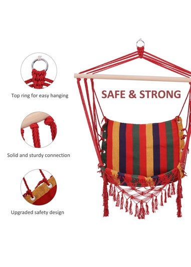 Outsunny Hammock Chair Swing Colourful Striped Seat Porch Indoor Outdoor Hanging