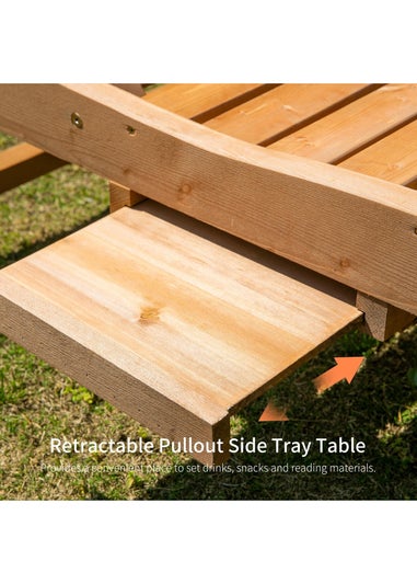 Outsunny Wooden Sun Lounger Outdoor Patio Sun Bed with Pullout Table