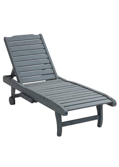 Outsunny Wooden Sun Lounger Outdoor Patio Sun Bed with Pullout Table