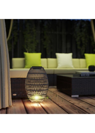Outsunny Rattan Solar Lamp Auto On Off Garden Lantern