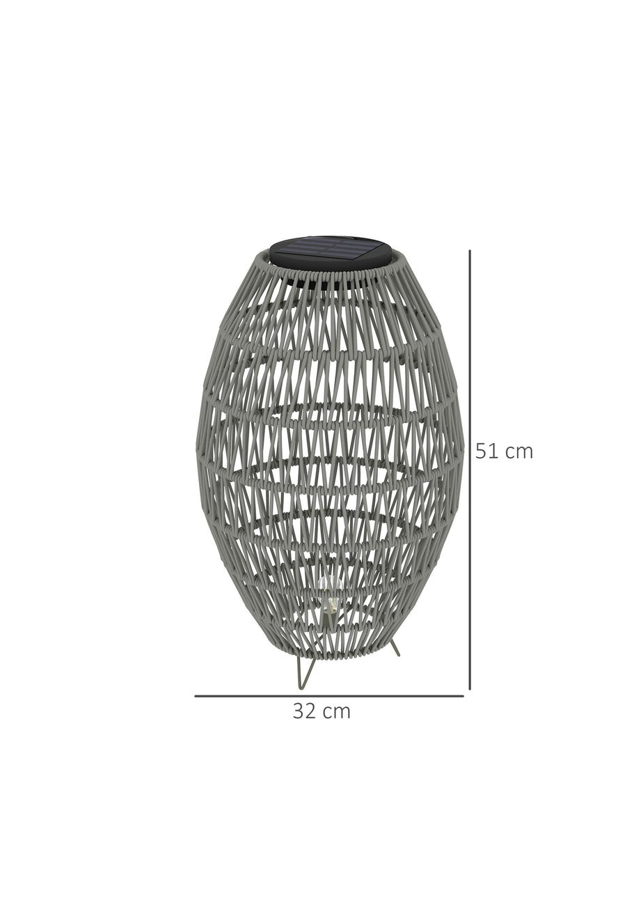 Outsunny Rattan Solar Lamp Auto On Off Garden Lantern