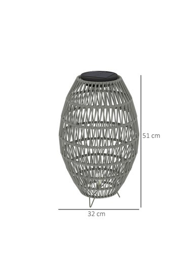 Outsunny Rattan Solar Lamp Auto On Off Garden Lantern