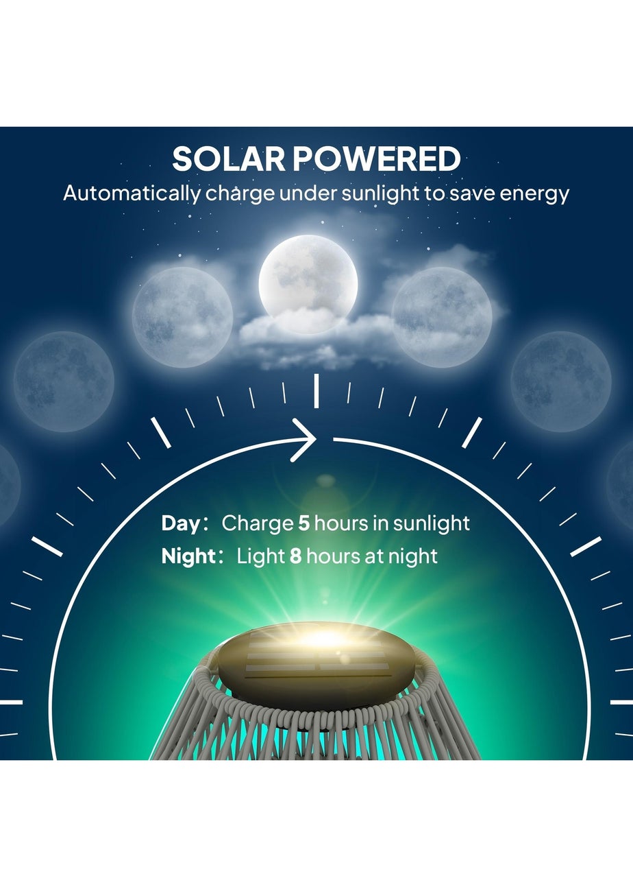 Outsunny Rattan Solar Lamp Auto On Off Garden Lantern