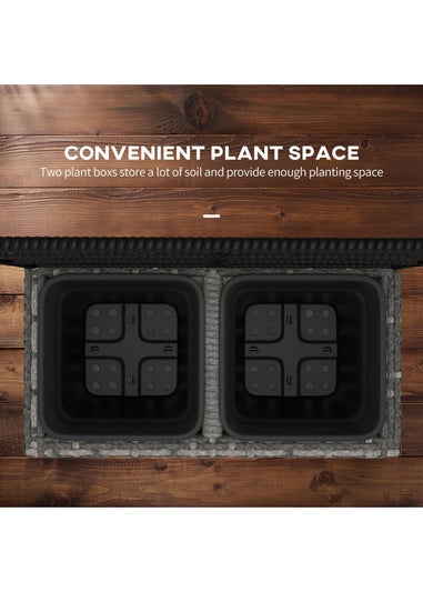 Outsunny Garden PE Rattan Planter Box with Trellis Flower Raised Bed (57x30x107cm)