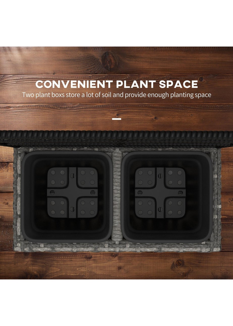 Outsunny Garden PE Rattan Planter Box with Trellis Flower Raised Bed (57x30x107cm)