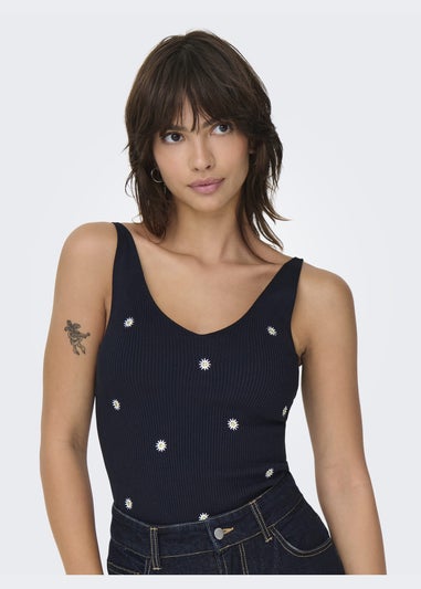 JDY Navy Daisy Knitted Vest