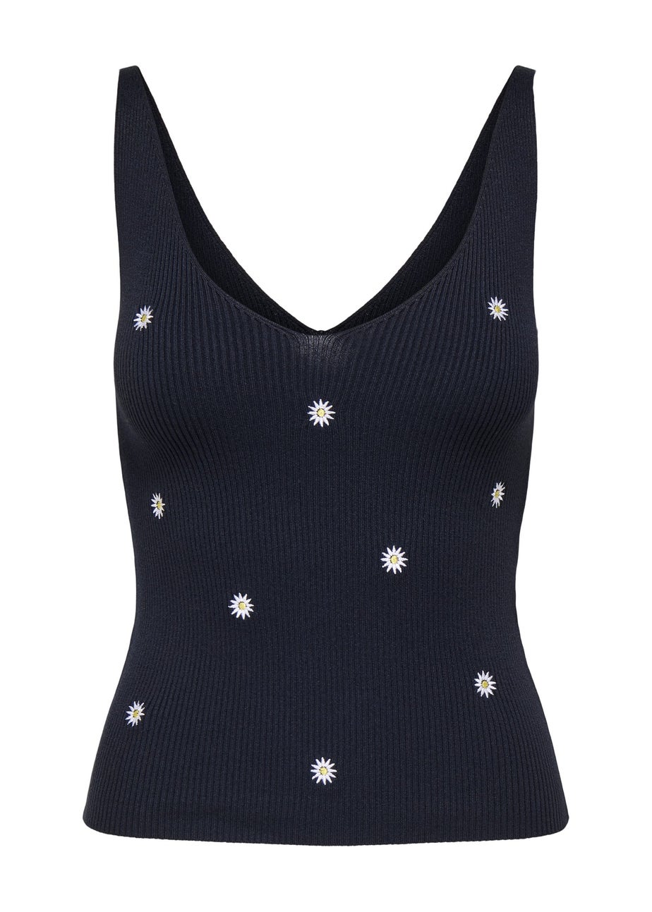 JDY Navy Daisy Knitted Vest