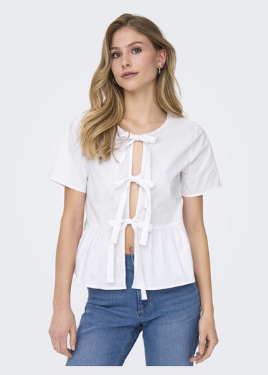 JDY White Ribbon Blouse