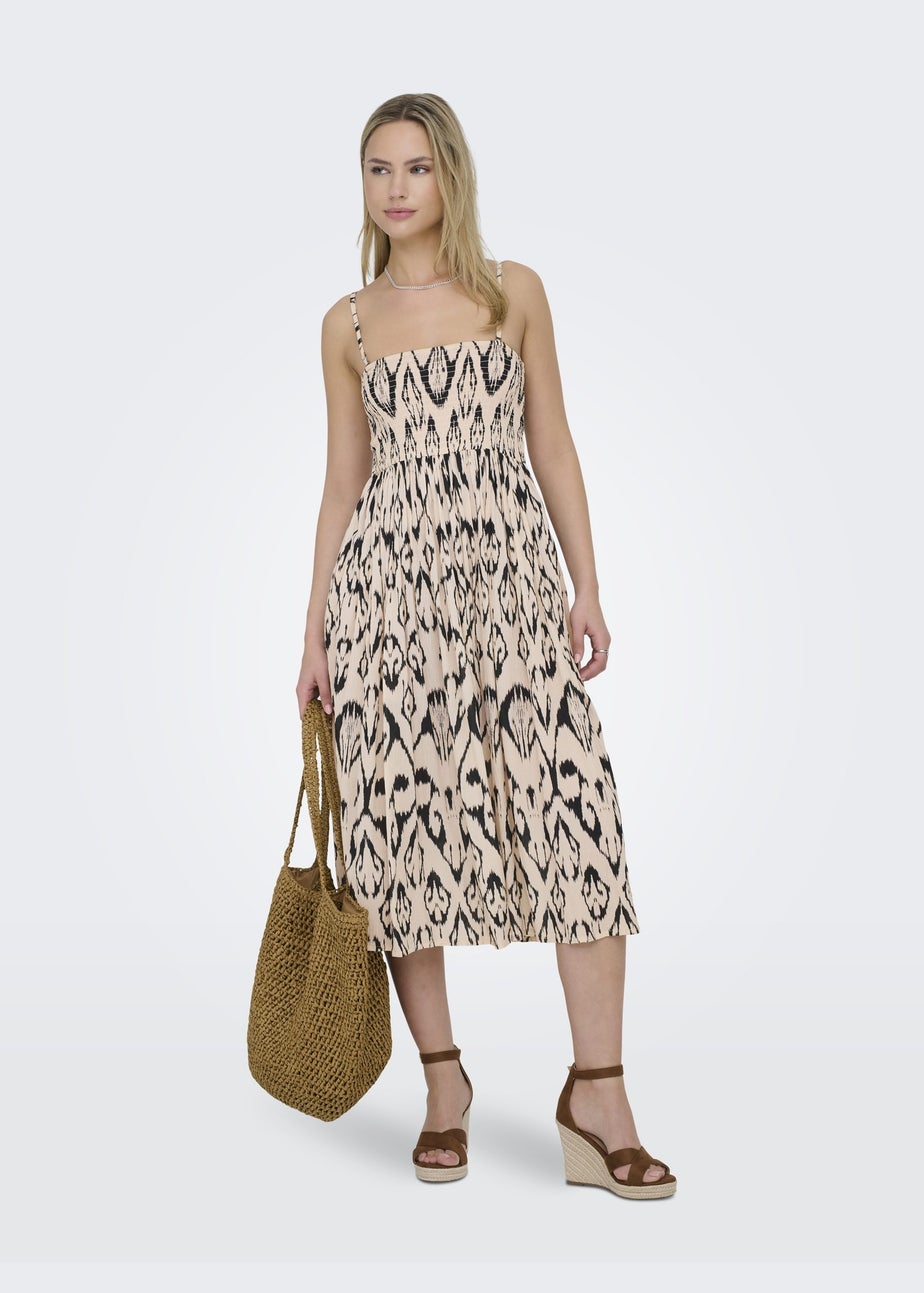 JDY Beige Patterned Midi Dress