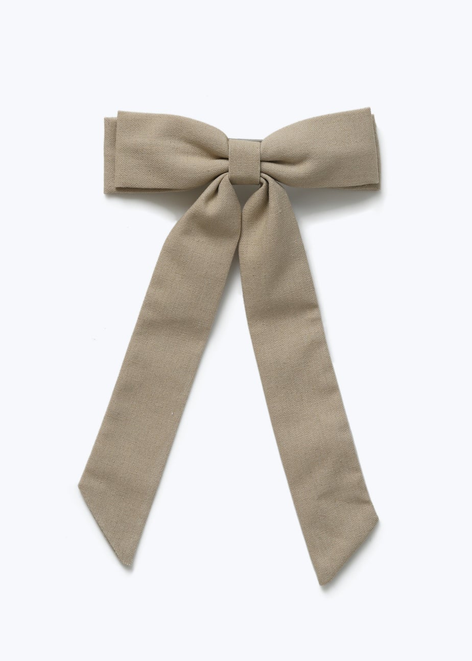 Muse Beige Linen Bow Clip