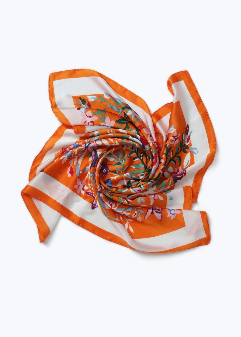 Muse Orange Butterfly Printed Scarf