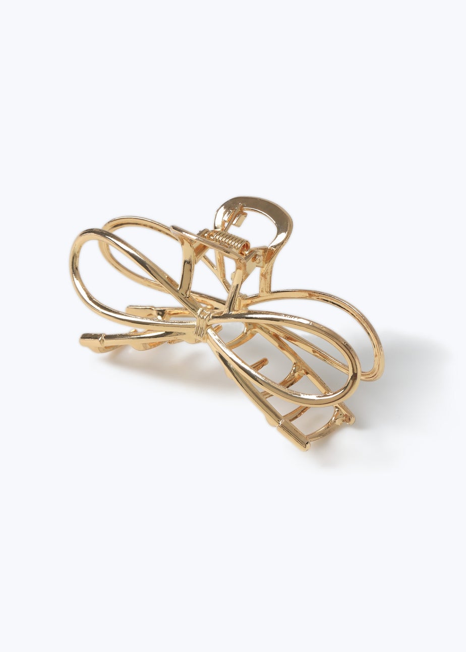 Muse Gold Metal Bow Claw Clip