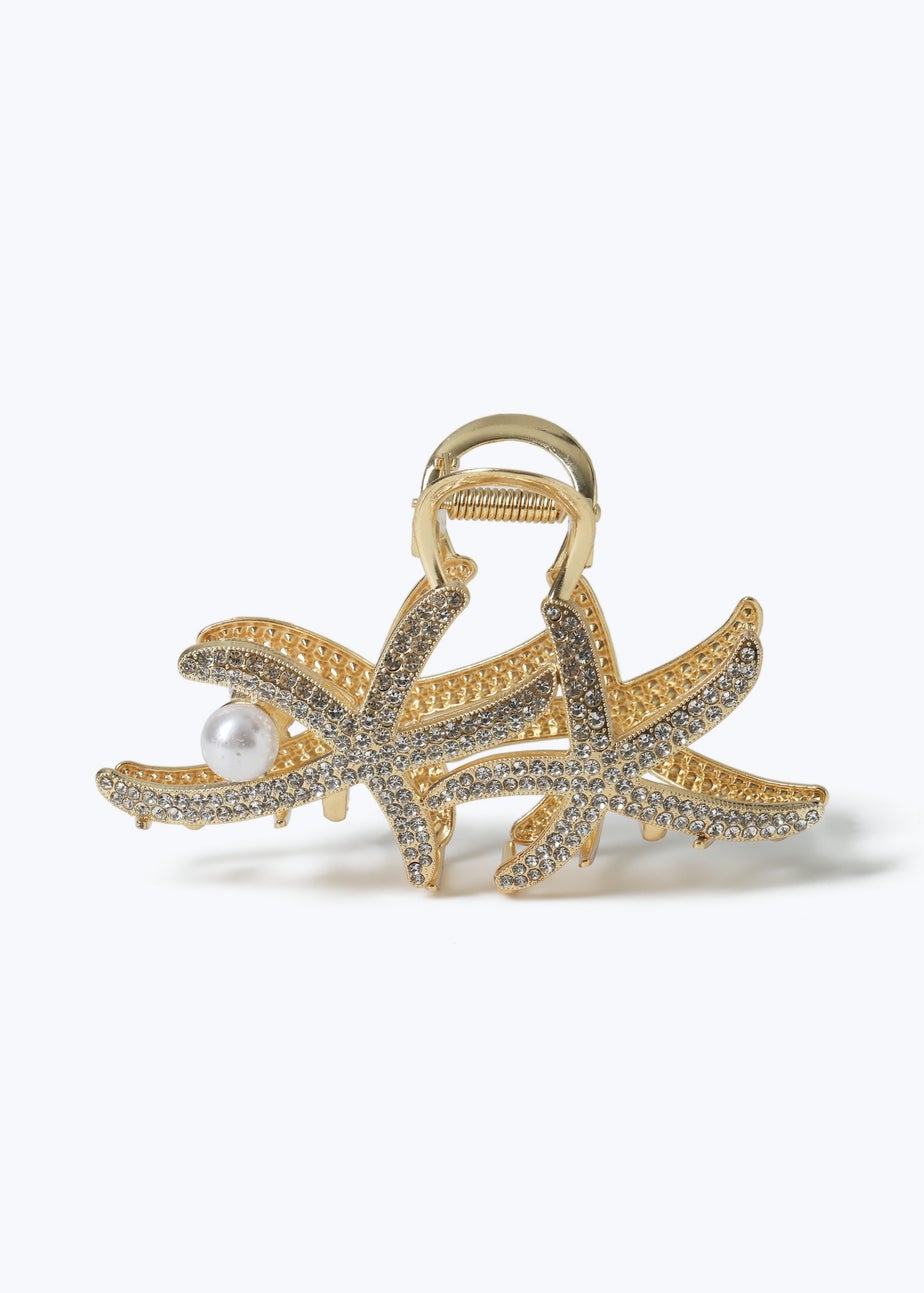 Muse Gold Rhinestone Starfish Claw Clip
