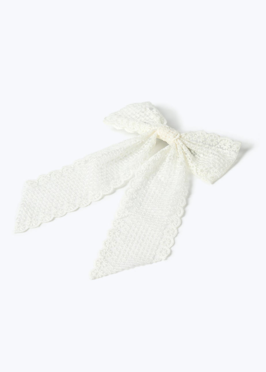 Muse Cream Crochet Hair Bow Clip