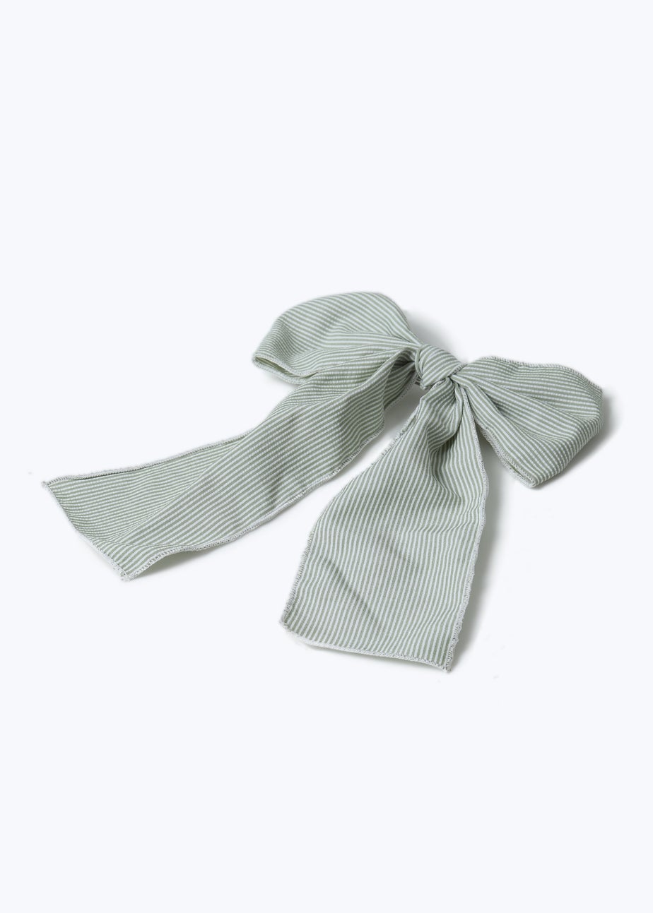 Muse Green Stripe Linen Bow