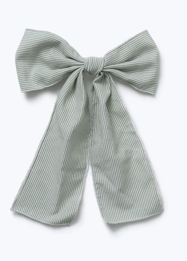 Muse Green Stripe Linen Bow