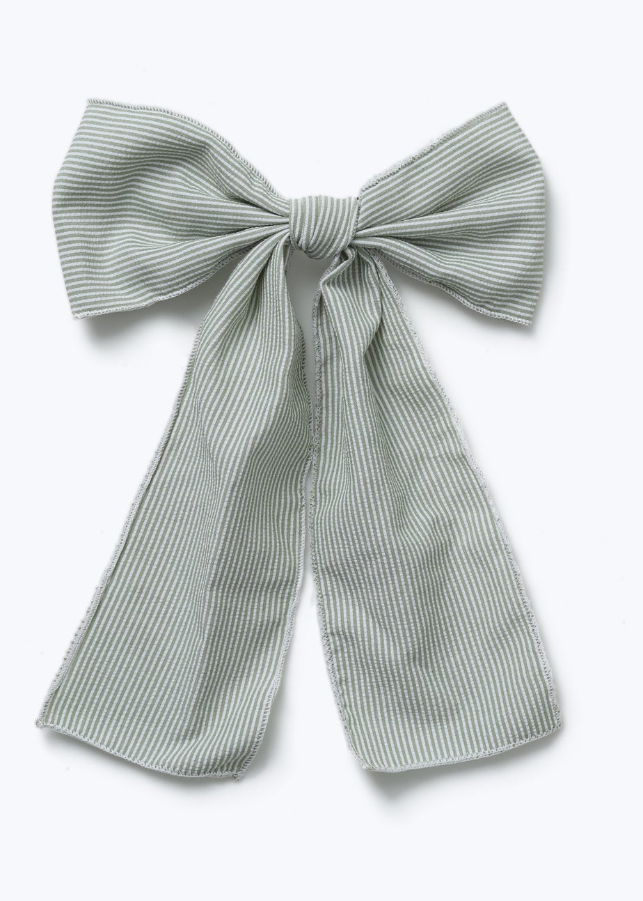 Muse Green Stripe Linen Bow