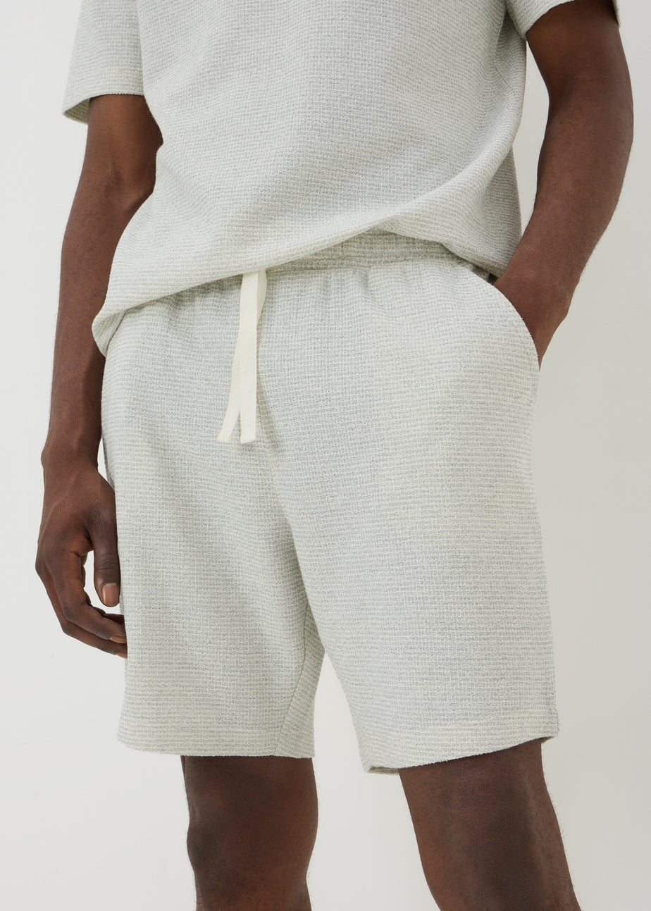 Grey Textured Co Ord Shorts