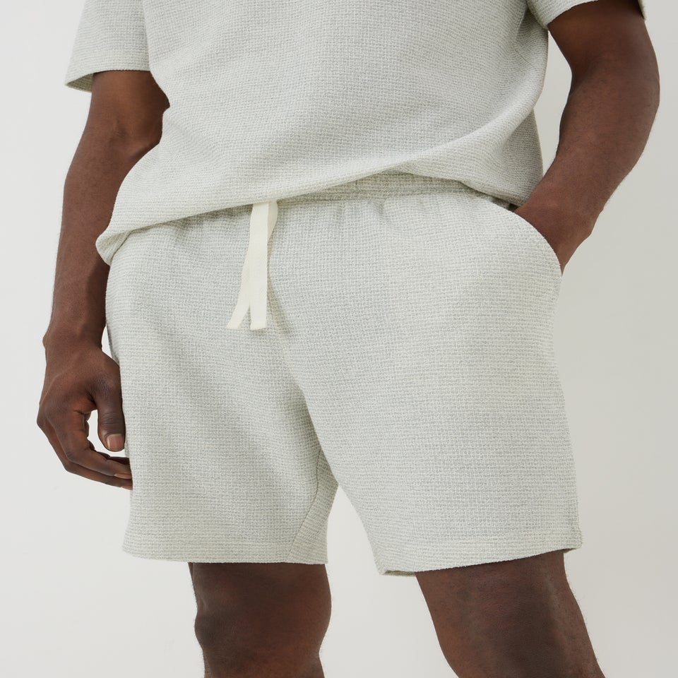 Grey Textured Co Ord Shorts