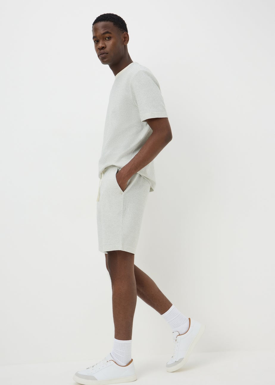 Grey Textured Co Ord Shorts