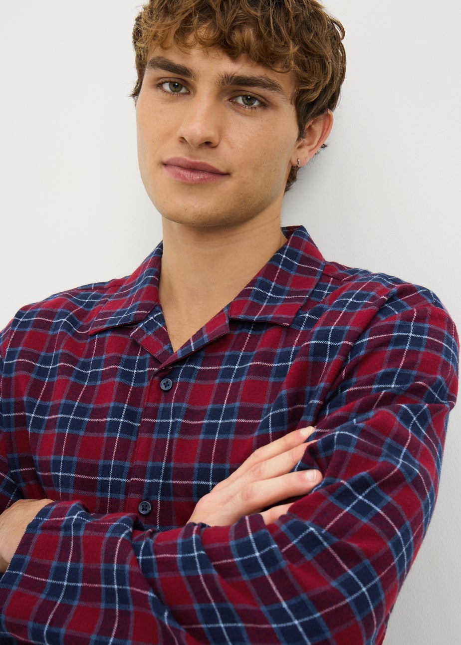 Burgundy Brushed Check Woven Pyjama Set