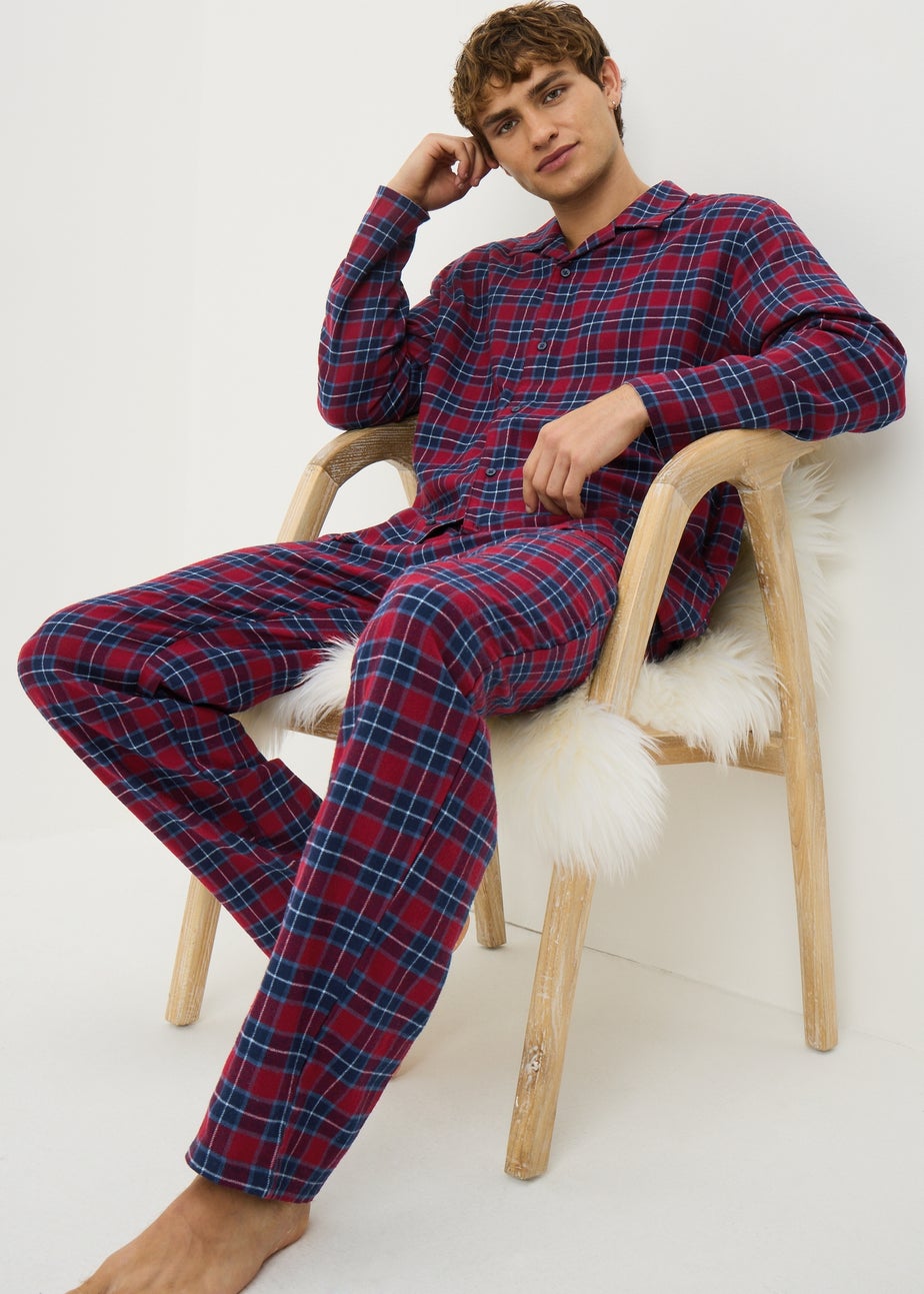 Burgundy Brushed Check Woven Pyjama Set