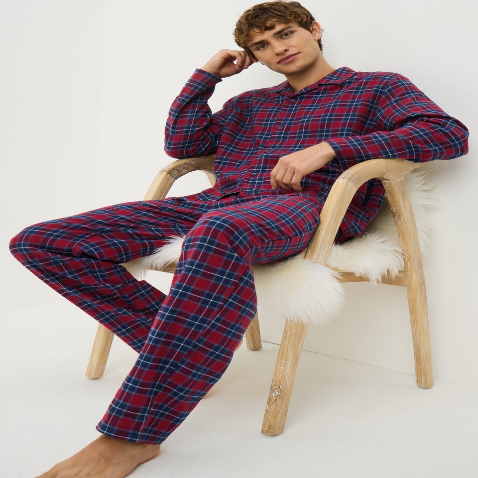 Burgundy Brushed Check Woven Pyjama Set