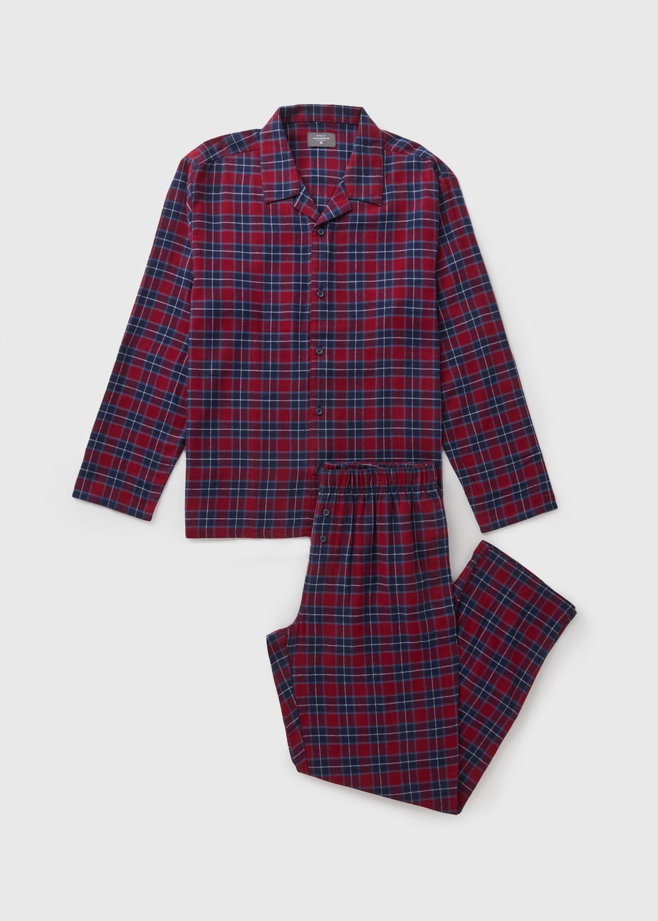 Burgundy Brushed Check Woven Pyjama Set
