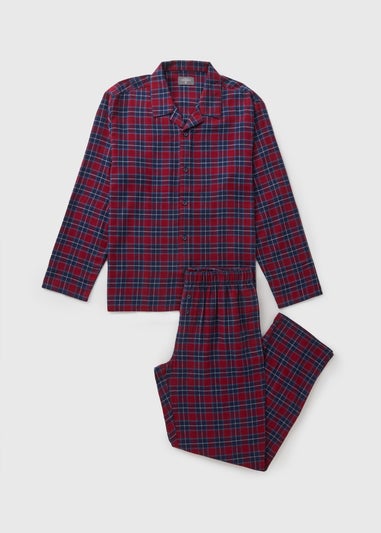 Burgundy Brushed Check Woven Pyjama Set