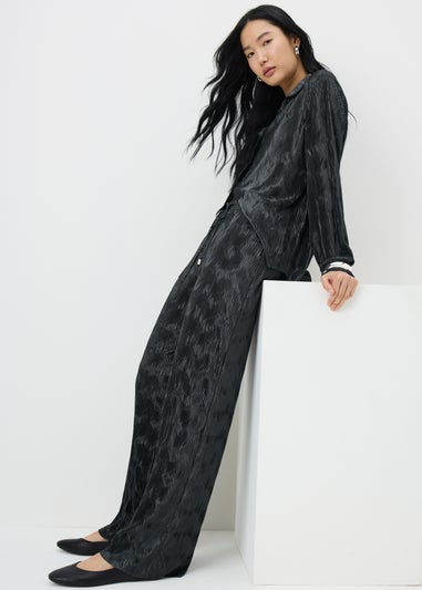 Charcoal Plisse Co Ord Trousers
