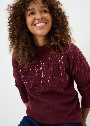 Burgundy Scatter Sequin Jumper