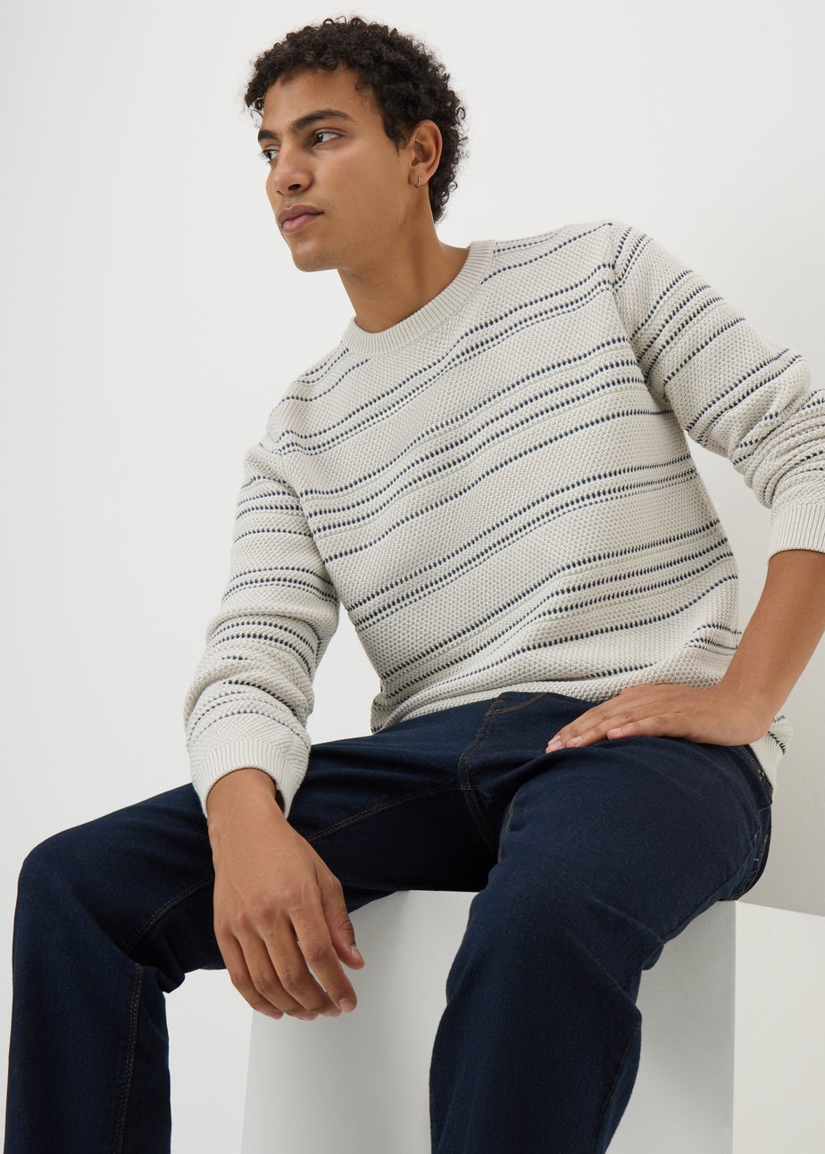 Cream Striped Knit Jumper